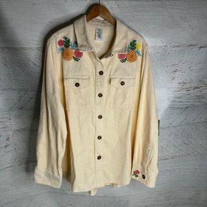 Pixar Coco Embroidered Corduroy Shirt Jacket Womens Plus 2X NWT Disney Parks